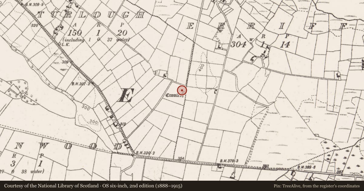 Ordnance Survey six-inch map, 2nd edition (1888–1915) covering the location of Mound, Turlough, County Mayo, with a pin at the register's coordinates