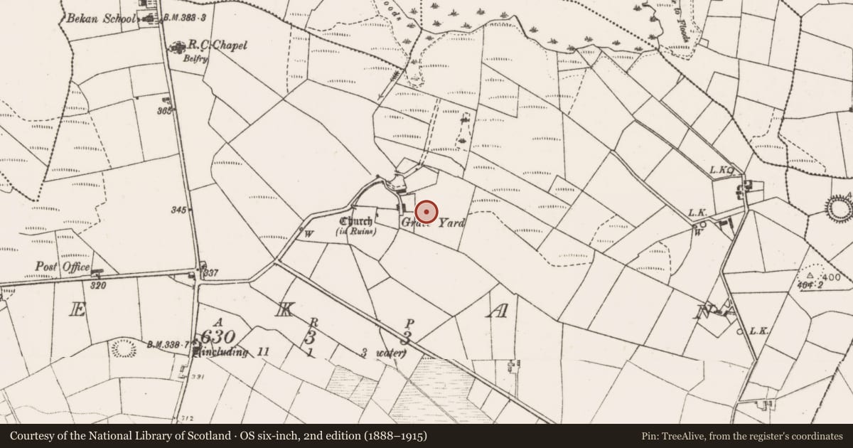 Ordnance Survey six-inch map, 2nd edition (1888–1915) covering the location of Enclosure, Bekan, County Mayo, with a pin at the register's coordinates