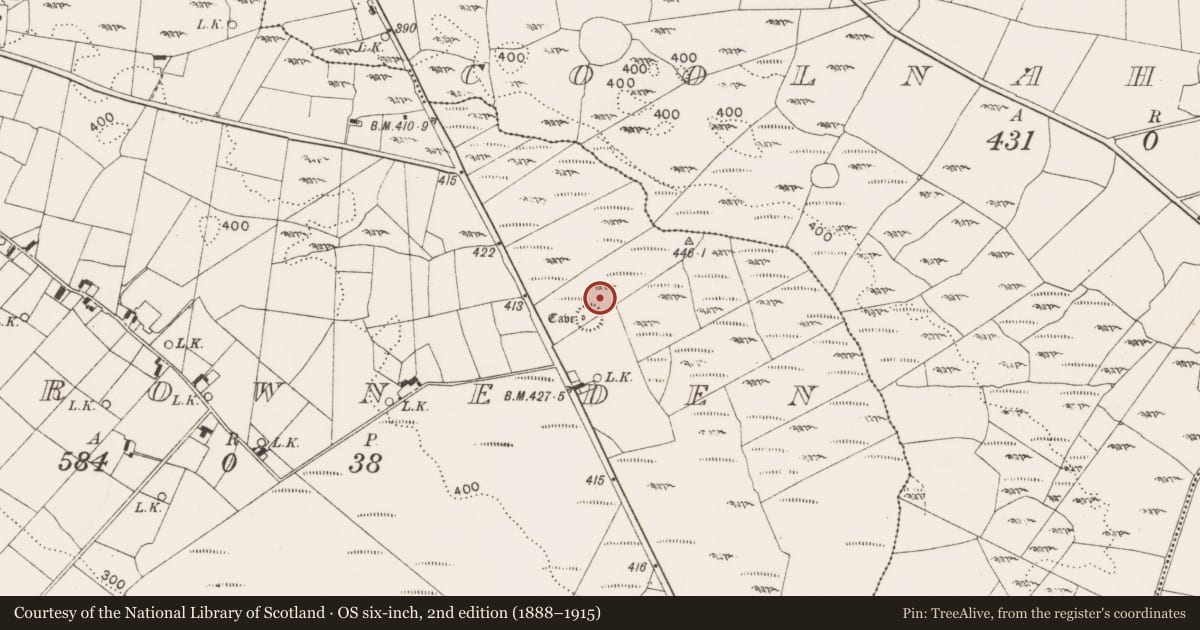 Ordnance Survey six-inch map, 2nd edition (1888–1915) covering the location of Field boundary, Carrowneden (Costello By., Aghamore Par.), County Mayo, with a pin at the register's coordinates