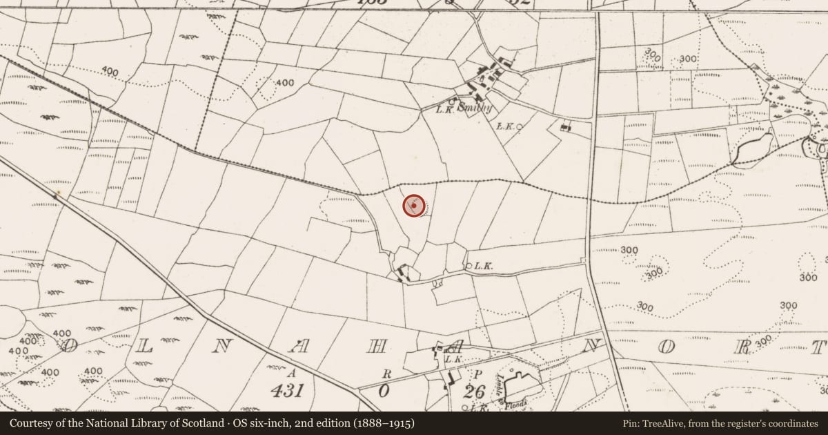 Ordnance Survey six-inch map, 2nd edition (1888–1915) covering the location of Souterrain, Coolnaha North, County Mayo, with a pin at the register's coordinates