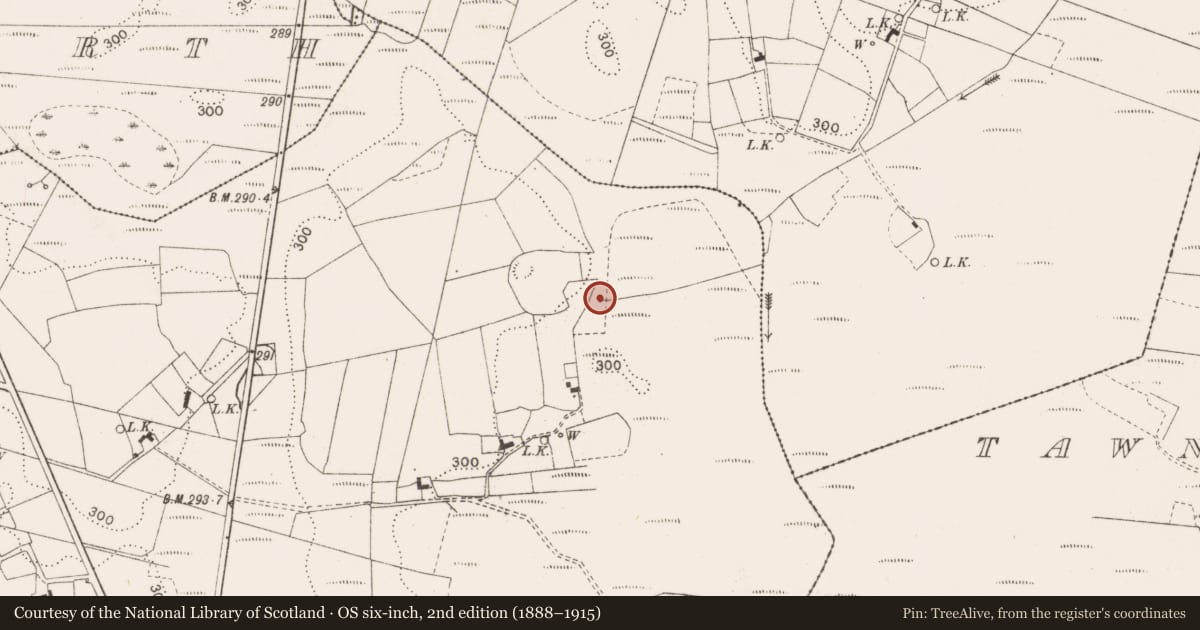 Ordnance Survey six-inch map, 2nd edition (1888–1915) covering the location of Ritual site - holy well, Coolnaha South, County Mayo, with a pin at the register's coordinates
