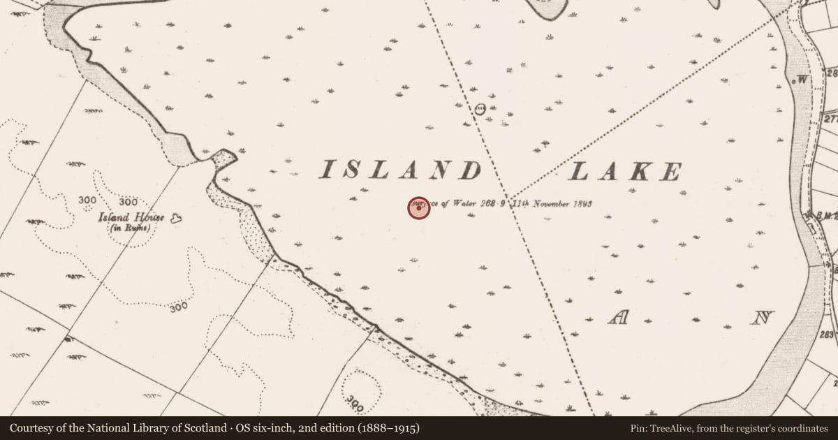 Ordnance Survey six-inch map, 2nd edition (1888–1915) covering the location of Crannog, Island, County Mayo, with a pin at the register's coordinates