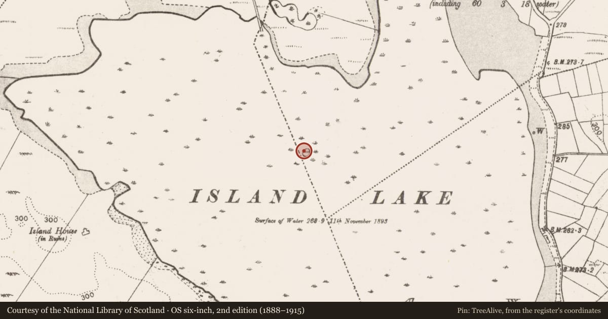 Ordnance Survey six-inch map, 2nd edition (1888–1915) covering the location of Crannog, Cartron (Costello By., Aghamore Par.), County Mayo, with a pin at the register's coordinates