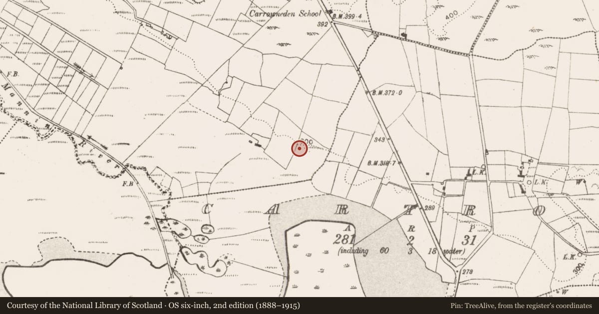 Ordnance Survey six-inch map, 2nd edition (1888–1915) covering the location of Earthwork, Carrowneden (Costello By., Aghamore Par.), County Mayo, with a pin at the register's coordinates