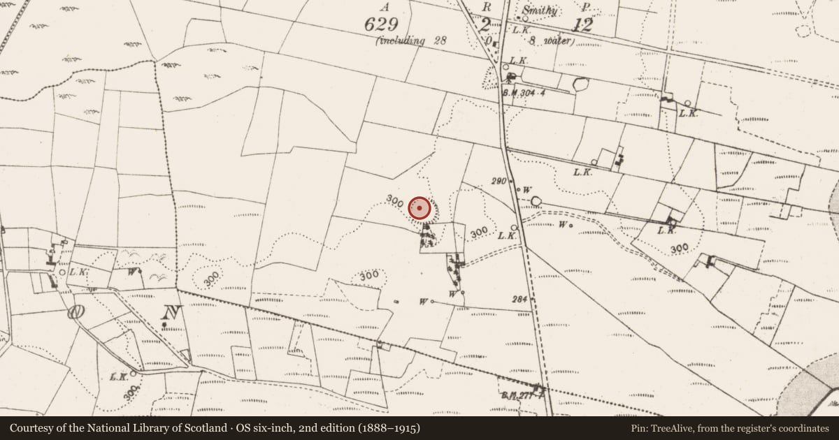 Ordnance Survey six-inch map, 2nd edition (1888–1915) covering the location of Ringfort - cashel, Coolnaha South, County Mayo, with a pin at the register's coordinates