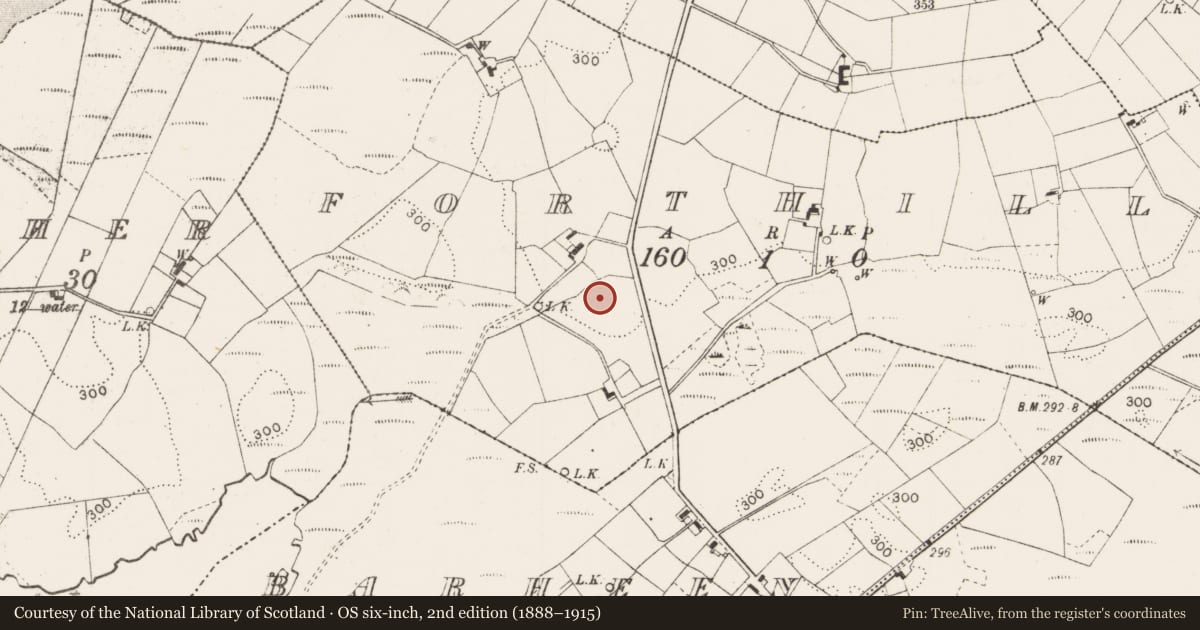 Ordnance Survey six-inch map, 2nd edition (1888–1915) covering the location of Enclosure, Forthill, County Mayo, with a pin at the register's coordinates