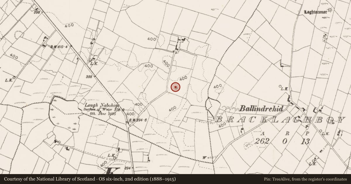 Ordnance Survey six-inch map, 2nd edition (1888–1915) covering the location of Barrow - unclassified, Island, County Mayo, with a pin at the register's coordinates