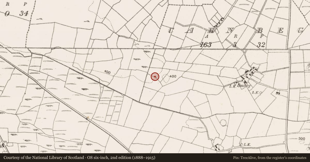 Ordnance Survey six-inch map, 2nd edition (1888–1915) covering the location of Souterrain, Carn Beg, County Mayo, with a pin at the register's coordinates