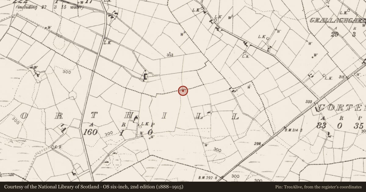 Ordnance Survey six-inch map, 2nd edition (1888–1915) covering the location of Mound, Forthill, County Mayo, with a pin at the register's coordinates