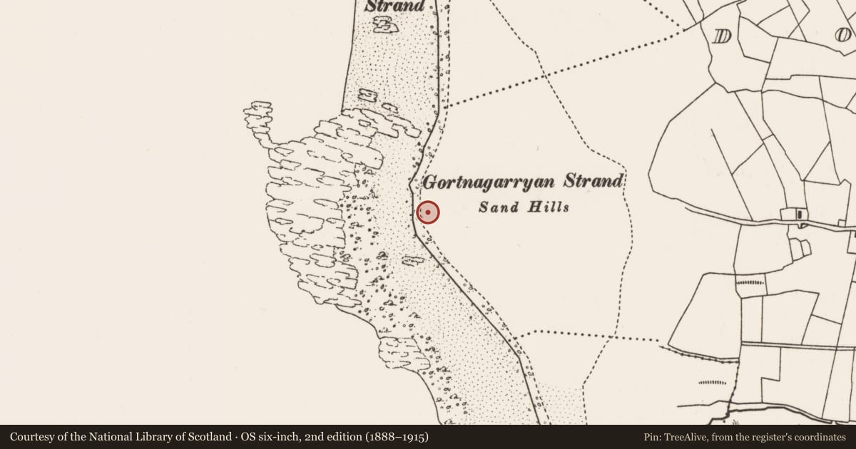 Ordnance Survey six-inch map, 2nd edition (1888–1915) covering the location of Midden, Dooghmakeon, County Mayo, with a pin at the register's coordinates