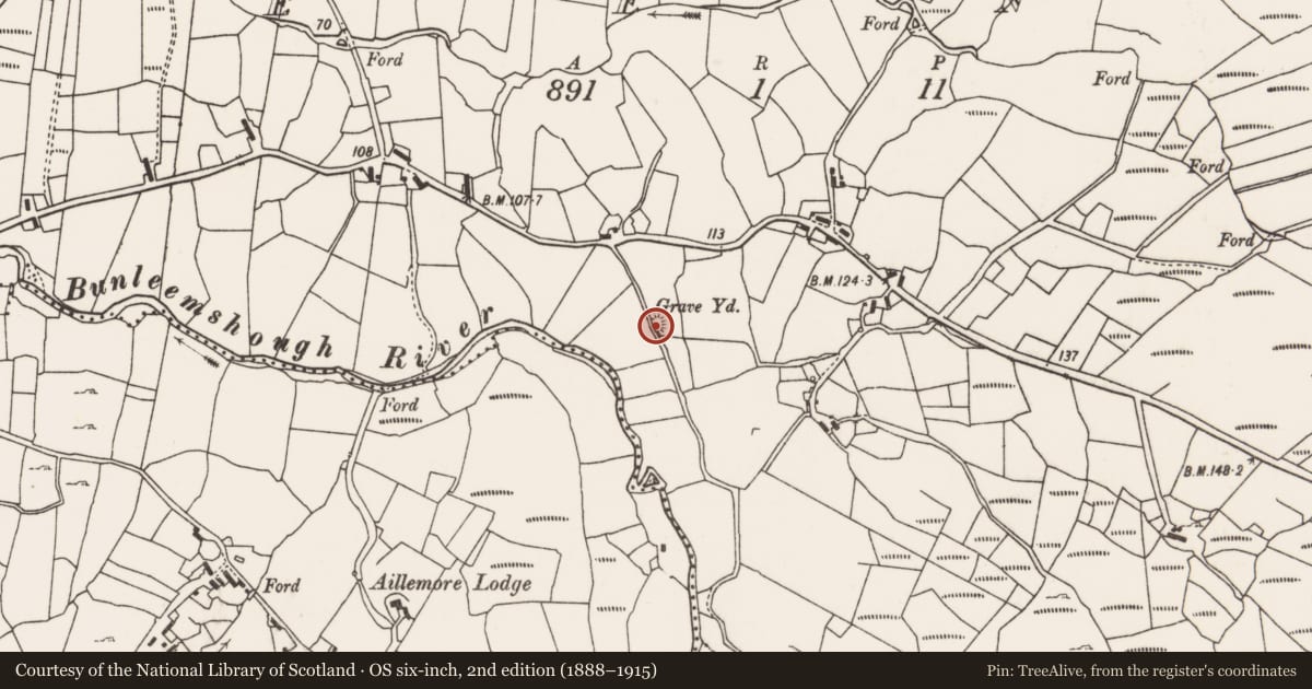 Ordnance Survey six-inch map, 2nd edition (1888–1915) covering the location of Standing stone, Feenune, County Mayo, with a pin at the register's coordinates