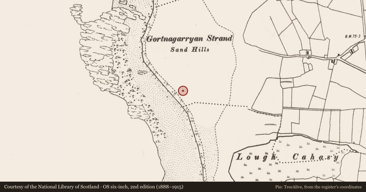 Ordnance Survey six-inch map, 2nd edition (1888–1915) covering the location of Midden, Dooghmakeon, County Mayo, with a pin at the register's coordinates
