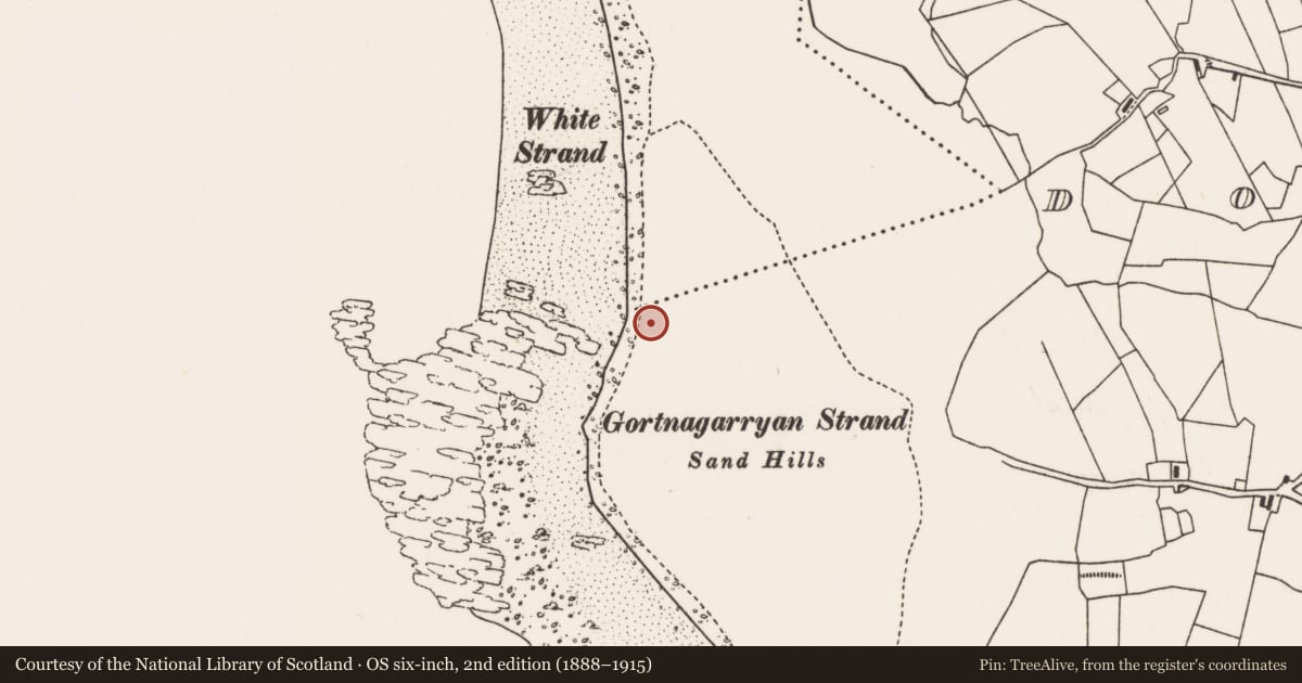 Ordnance Survey six-inch map, 2nd edition (1888–1915) covering the location of Midden, Dooghmakeon, County Mayo, with a pin at the register's coordinates