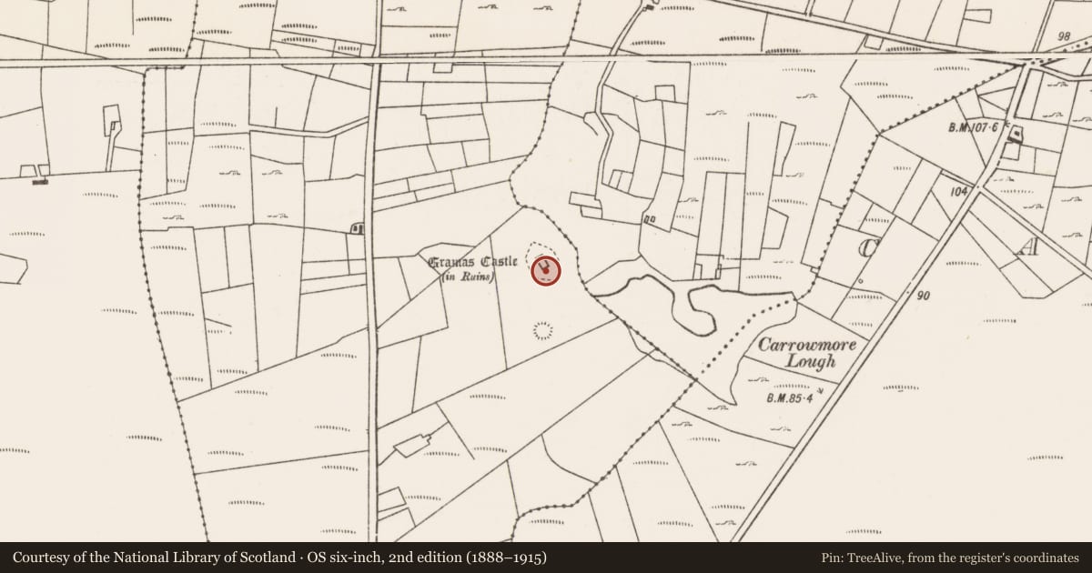 Ordnance Survey six-inch map, 2nd edition (1888–1915) covering the location of Castle - unclassified, Carrowmore (Murrisk By., Kilgeever Par.), County Mayo, with a pin at the register's coordinates
