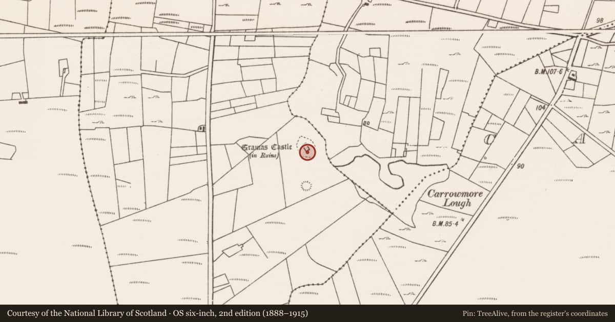 Ordnance Survey six-inch map, 2nd edition (1888–1915) covering the location of Water mill - unclassified, Carrowmore (Murrisk By., Kilgeever Par.), County Mayo, with a pin at the register's coordinates