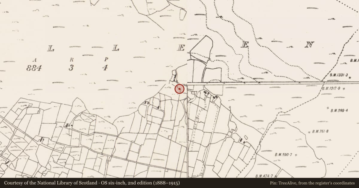 Ordnance Survey six-inch map, 2nd edition (1888–1915) covering the location of Enclosure, Cuilleen, County Mayo, with a pin at the register's coordinates