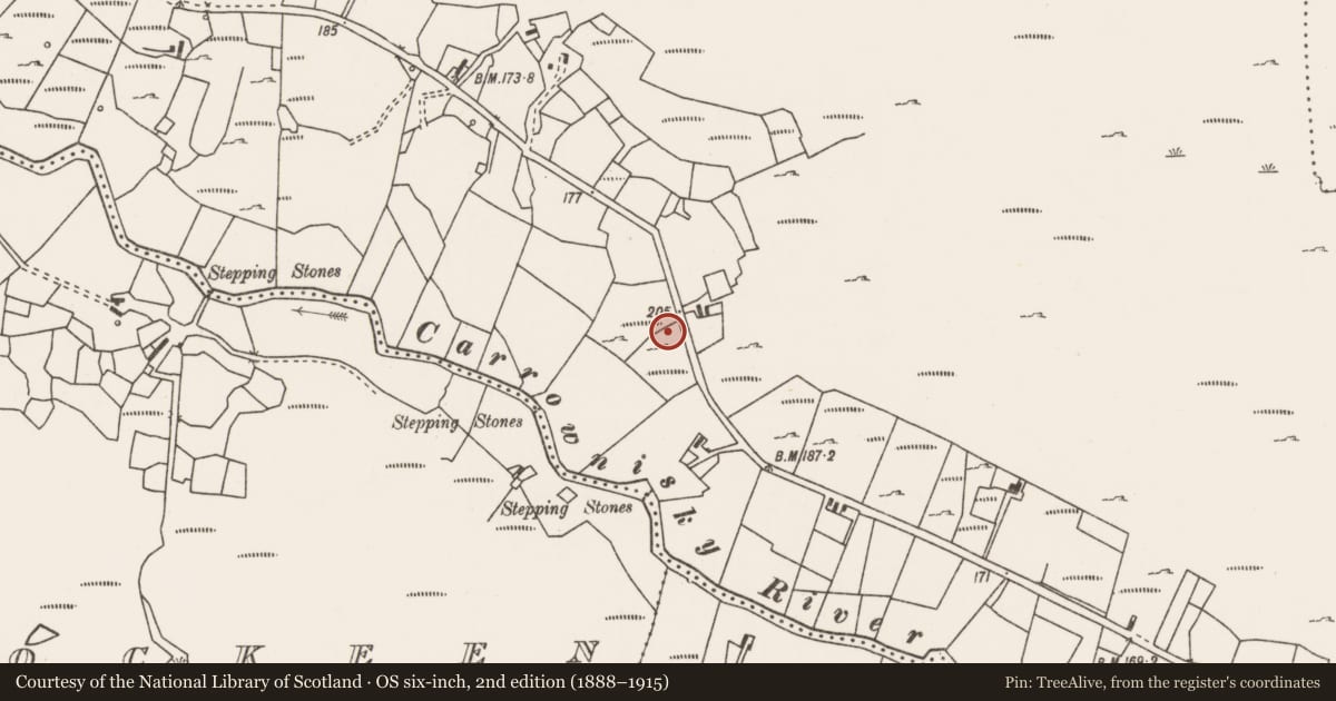 Ordnance Survey six-inch map, 2nd edition (1888–1915) covering the location of Standing stone, Formoyle, County Mayo, with a pin at the register's coordinates