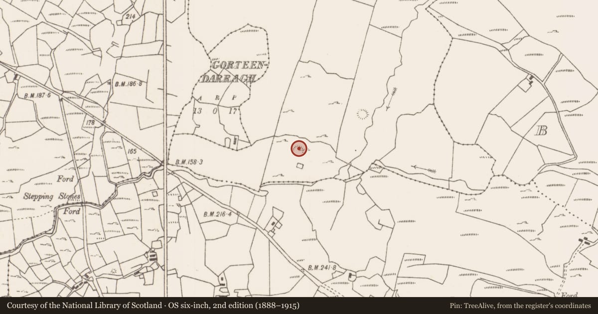 Ordnance Survey six-inch map, 2nd edition (1888–1915) covering the location of Ringfort - unclassified, Glencally, County Mayo, with a pin at the register's coordinates
