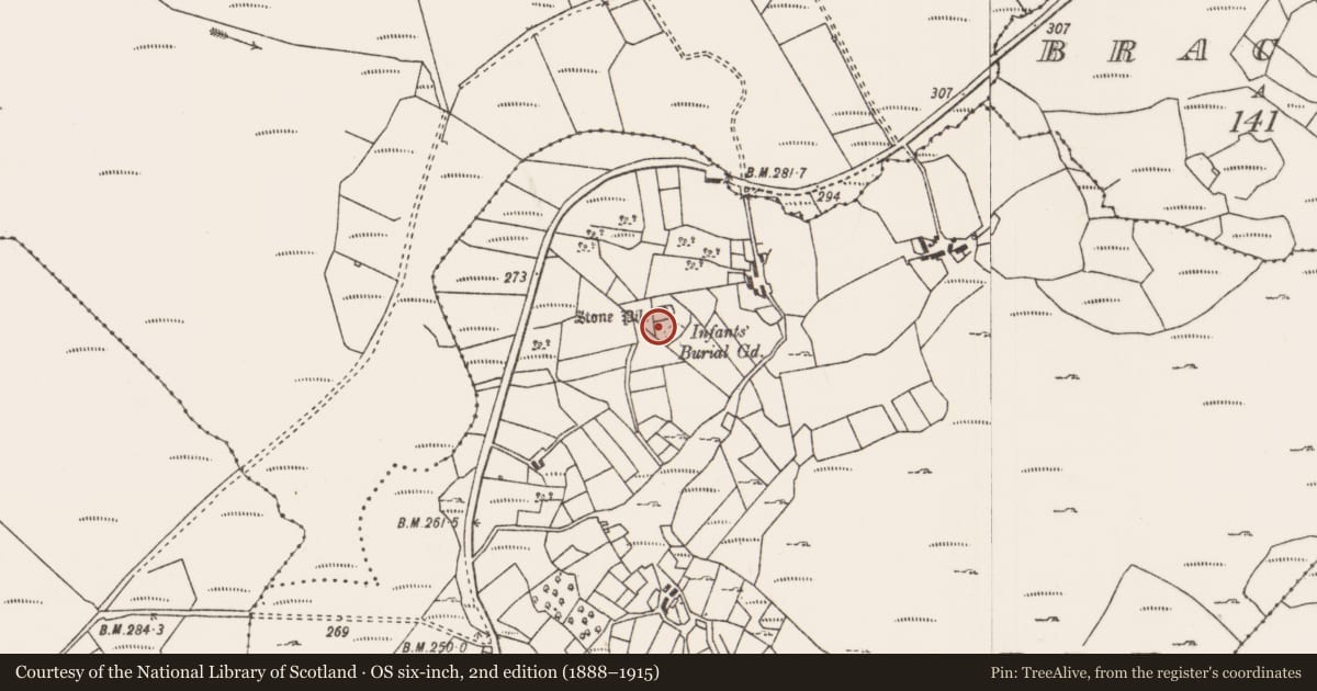 Ordnance Survey six-inch map, 2nd edition (1888–1915) covering the location of Souterrain, Carrowkennedy, County Mayo, with a pin at the register's coordinates
