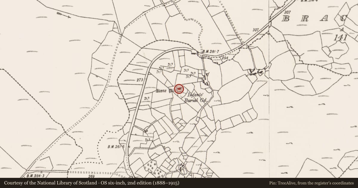 Ordnance Survey six-inch map, 2nd edition (1888–1915) covering the location of Enclosure, Carrowkennedy, County Mayo, with a pin at the register's coordinates