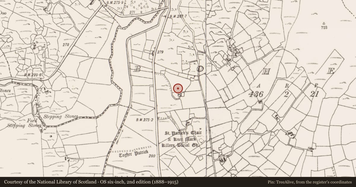 Ordnance Survey six-inch map, 2nd edition (1888–1915) covering the location of Sweathouse, Boheh (Murrisk By., Aghagower. Par.), County Mayo, with a pin at the register's coordinates