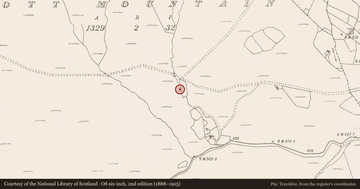 Ordnance Survey six-inch map, 2nd edition (1888–1915) covering the location of Sweathouse, Crott Mountain, County Mayo, with a pin at the register's coordinates