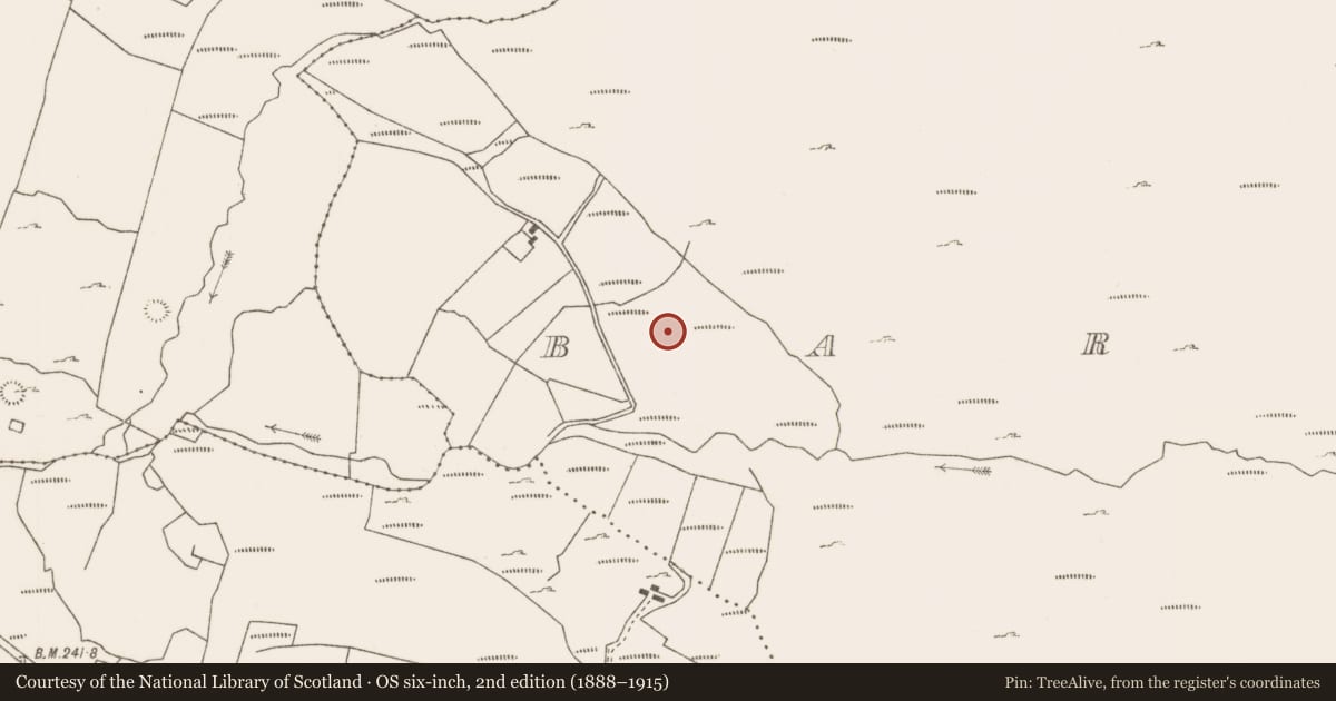 Ordnance Survey six-inch map, 2nd edition (1888–1915) covering the location of Enclosure, Barraglanna, County Mayo, with a pin at the register's coordinates
