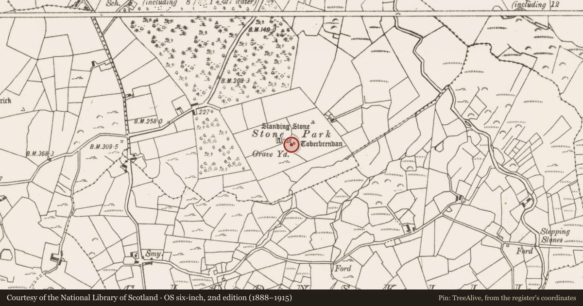 Ordnance Survey six-inch map, 2nd edition (1888–1915) covering the location of Enclosure, Lankill, County Mayo, with a pin at the register's coordinates