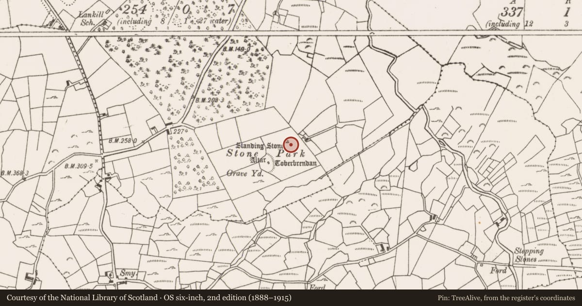 Ordnance Survey six-inch map, 2nd edition (1888–1915) covering the location of Building, Lankill, County Mayo, with a pin at the register's coordinates