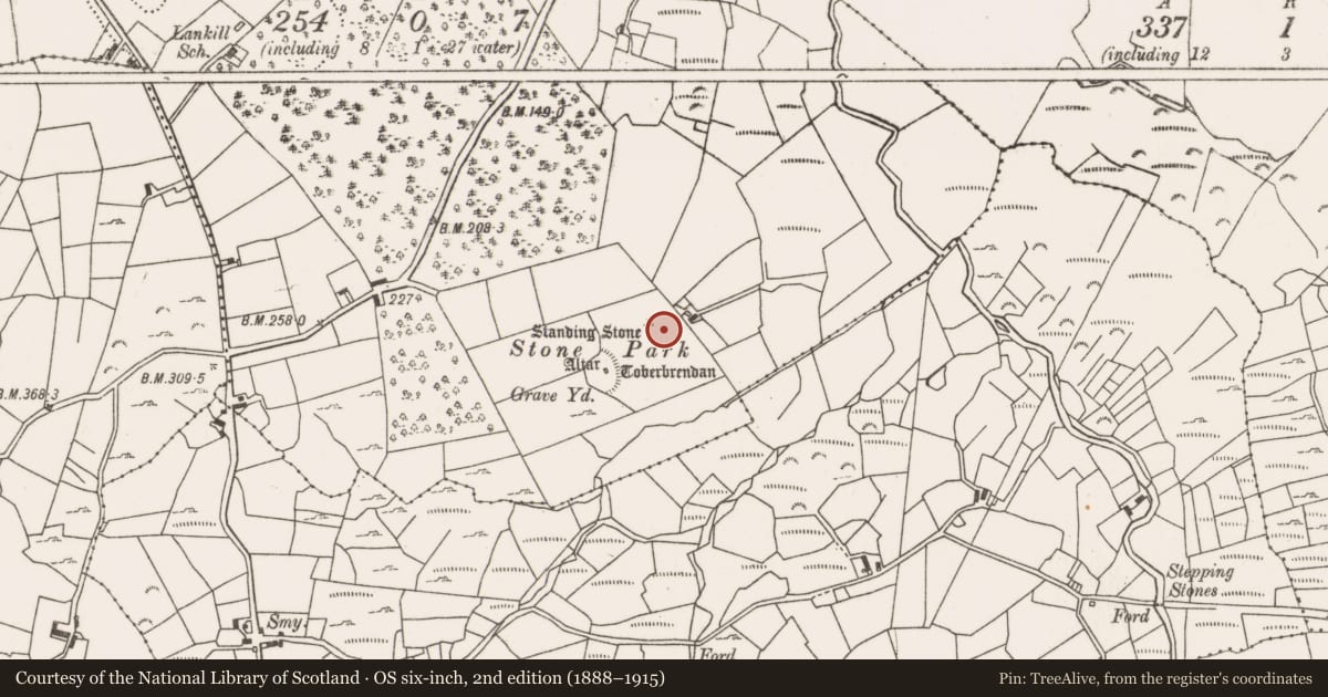 Ordnance Survey six-inch map, 2nd edition (1888–1915) covering the location of Enclosure, Lankill, County Mayo, with a pin at the register's coordinates