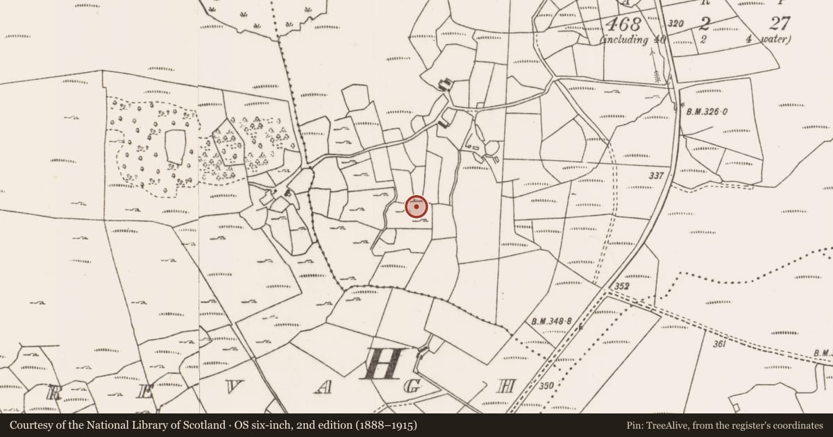 Ordnance Survey six-inch map, 2nd edition (1888–1915) covering the location of Enclosure, Carrowmore (Murrisk By., Aghagower. Par.), County Mayo, with a pin at the register's coordinates