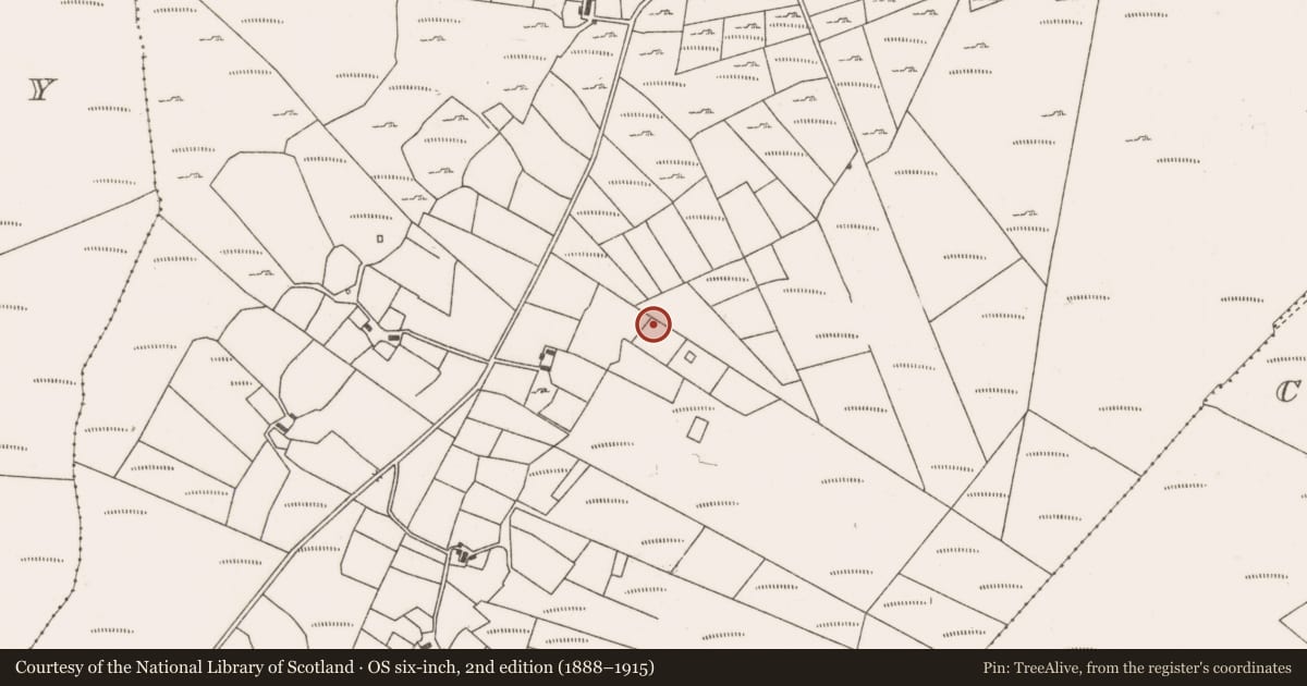 Ordnance Survey six-inch map, 2nd edition (1888–1915) covering the location of Fulacht fia, Lanmore, County Mayo, with a pin at the register's coordinates