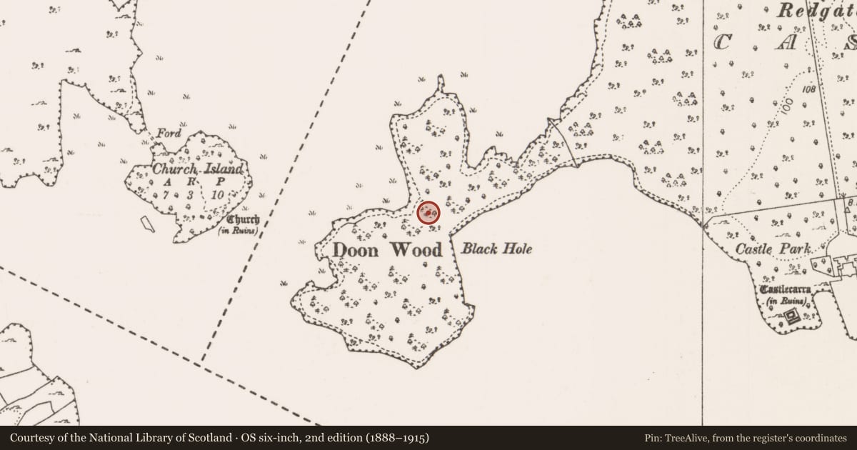 Ordnance Survey six-inch map, 2nd edition (1888–1915) covering the location of Promontory fort - inland, Castlecarra, County Mayo, with a pin at the register's coordinates