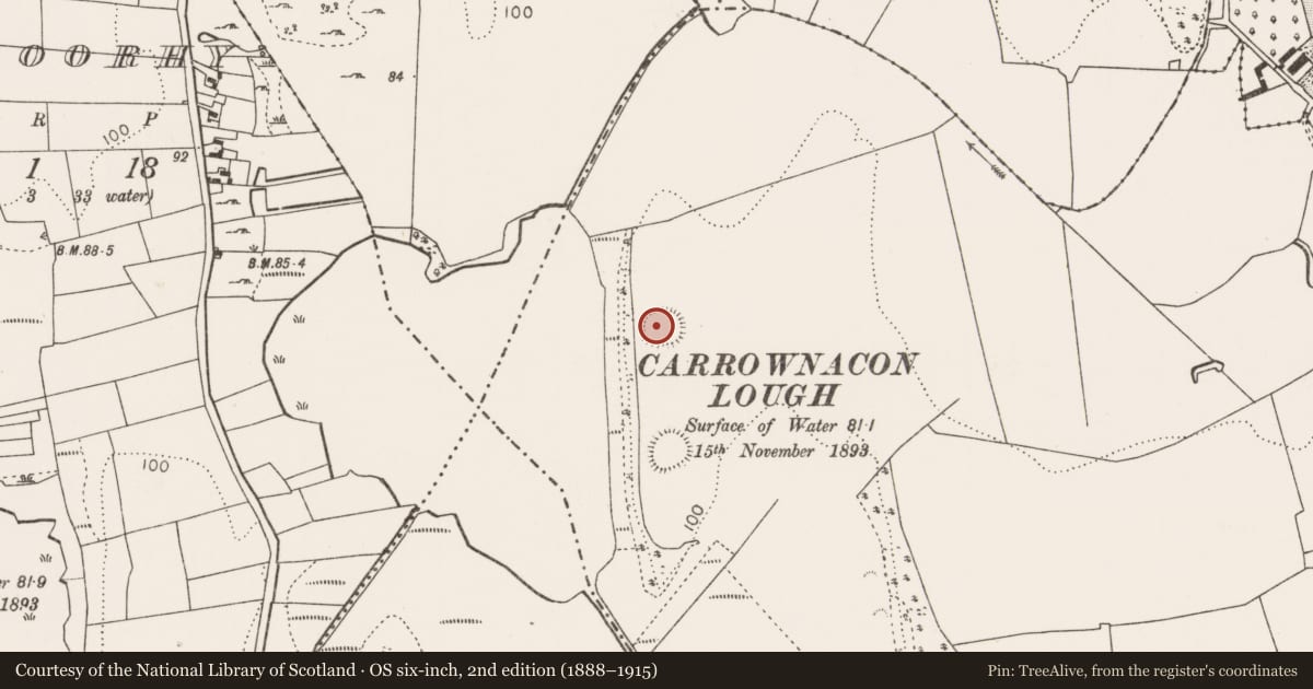 Ordnance Survey six-inch map, 2nd edition (1888–1915) covering the location of Enclosure, Parks, County Mayo, with a pin at the register's coordinates