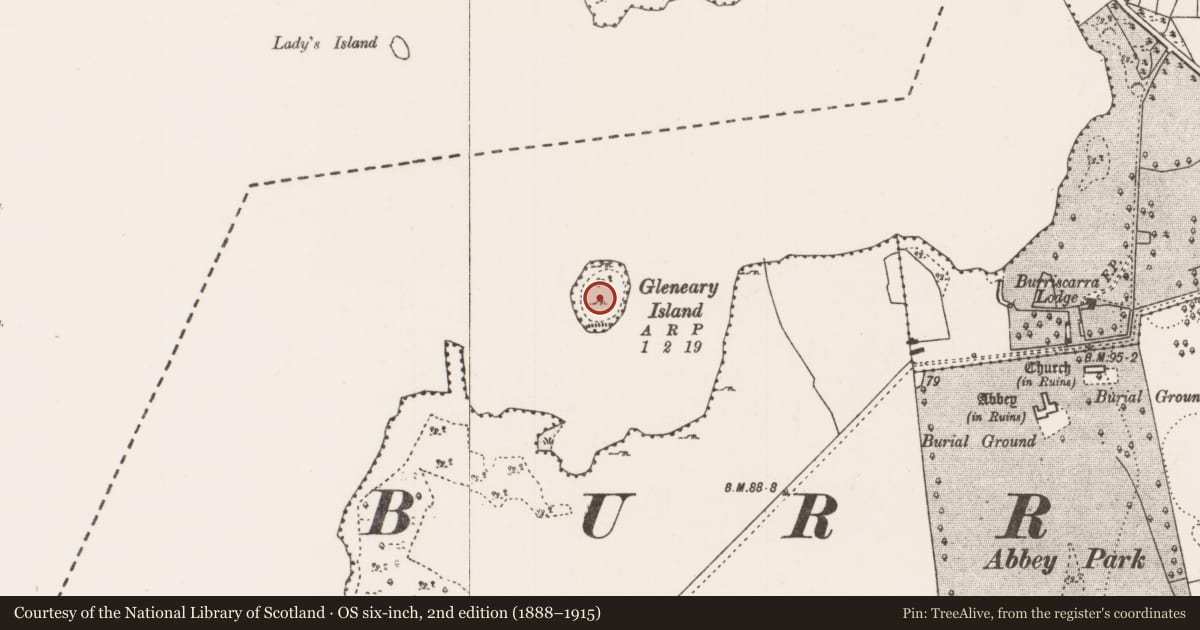 Ordnance Survey six-inch map, 2nd edition (1888–1915) covering the location of Crannog, Lough Carra, County Mayo, with a pin at the register's coordinates