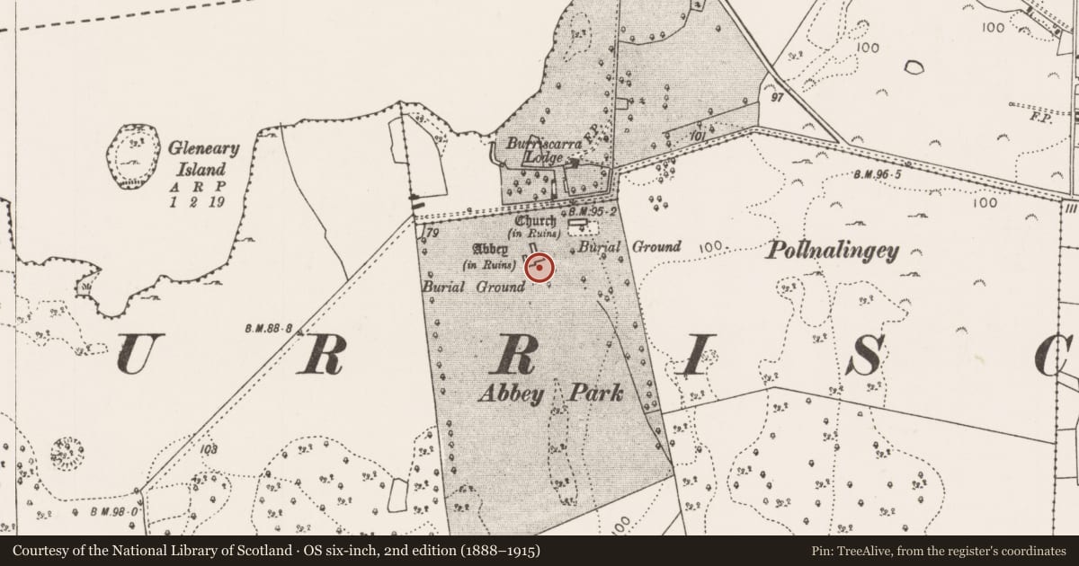 Ordnance Survey six-inch map, 2nd edition (1888–1915) covering the location of Graveyard, Castlecarra, County Mayo, with a pin at the register's coordinates