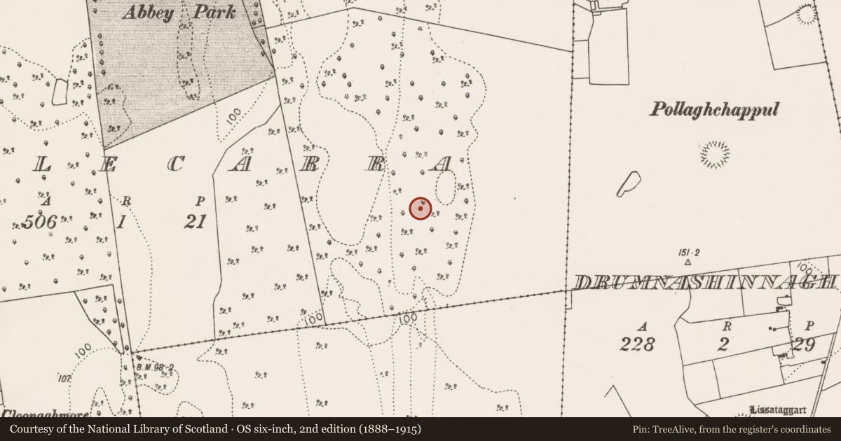 Ordnance Survey six-inch map, 2nd edition (1888–1915) covering the location of Ringfort - cashel, Castlecarra, County Mayo, with a pin at the register's coordinates