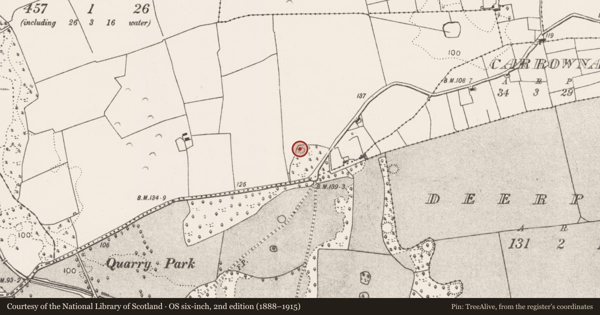Ordnance Survey six-inch map, 2nd edition (1888–1915) covering the location of Enclosure, Parks, County Mayo, with a pin at the register's coordinates