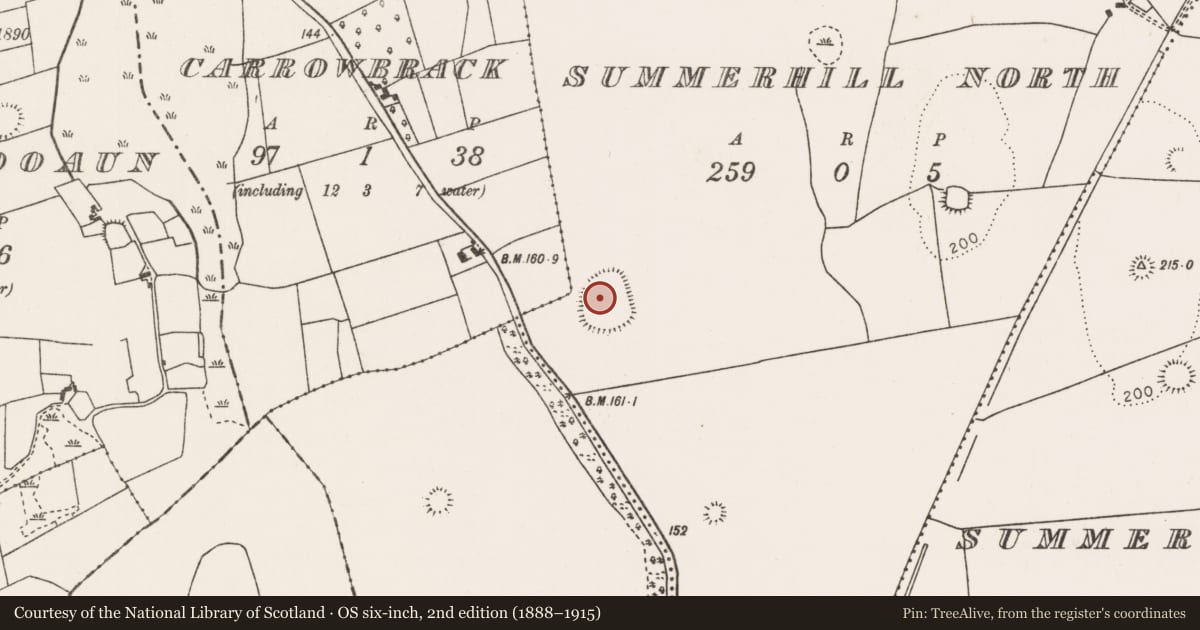 Ordnance Survey six-inch map, 2nd edition (1888–1915) covering the location of Ringfort - rath, Summerhill North, County Mayo, with a pin at the register's coordinates