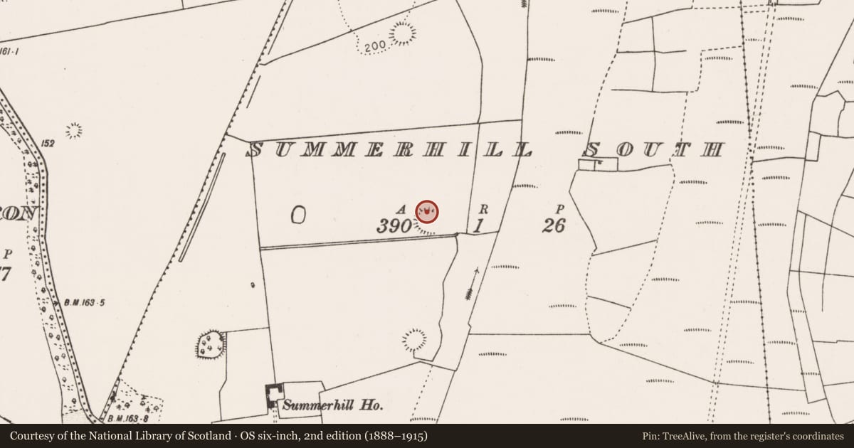 Ordnance Survey six-inch map, 2nd edition (1888–1915) covering the location of Ringfort - rath, Summerhill South, County Mayo, with a pin at the register's coordinates