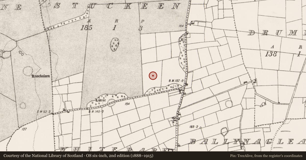 Ordnance Survey six-inch map, 2nd edition (1888–1915) covering the location of Barrow - unclassified, Stuckeen, County Mayo, with a pin at the register's coordinates