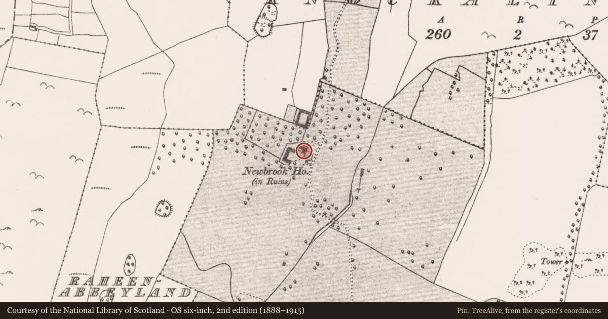 Ordnance Survey six-inch map, 2nd edition (1888–1915) covering the location of Castle - unclassified, Bellanaloob, County Mayo, with a pin at the register's coordinates