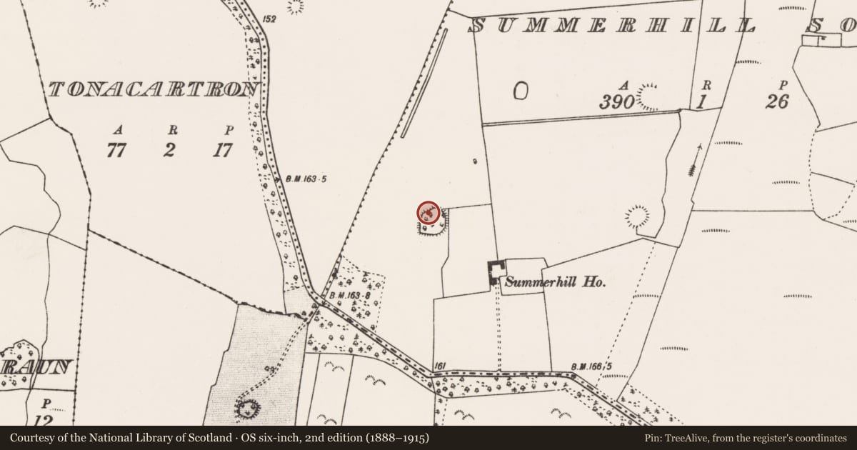 Ordnance Survey six-inch map, 2nd edition (1888–1915) covering the location of Ringfort - rath, Summerhill South, County Mayo, with a pin at the register's coordinates