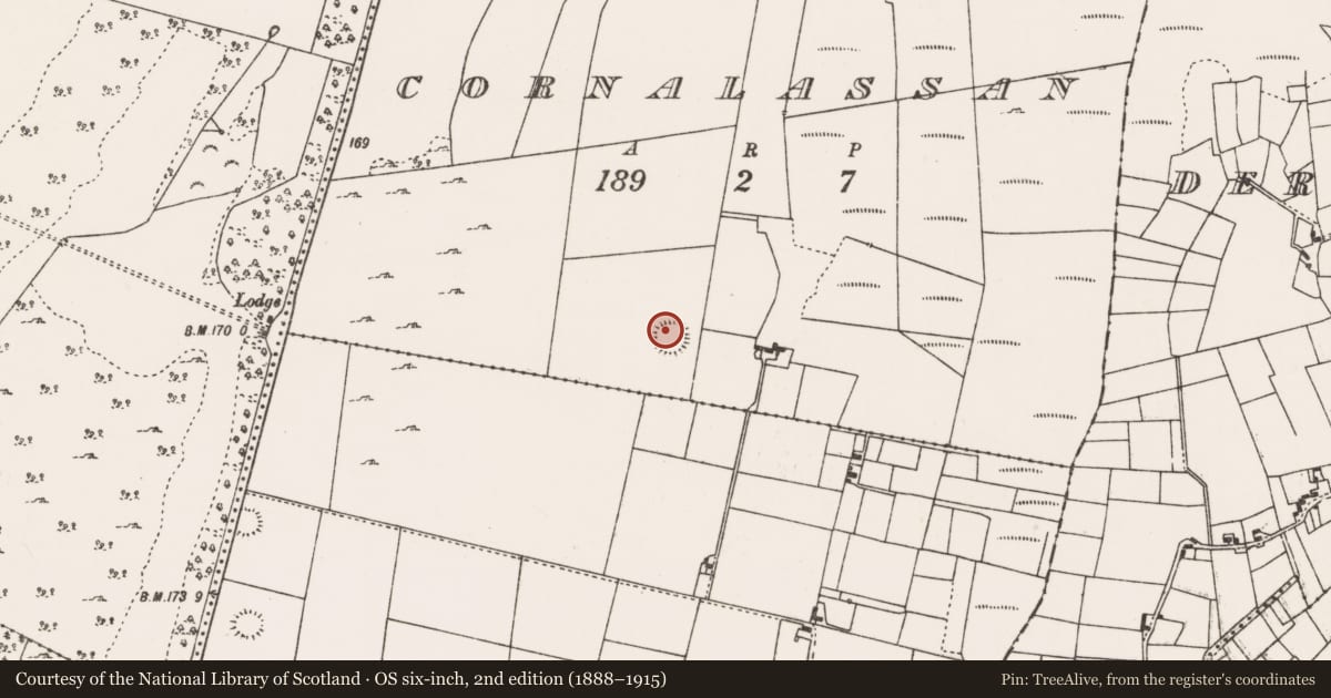 Ordnance Survey six-inch map, 2nd edition (1888–1915) covering the location of Ringfort - rath, Cornalassan, County Mayo, with a pin at the register's coordinates