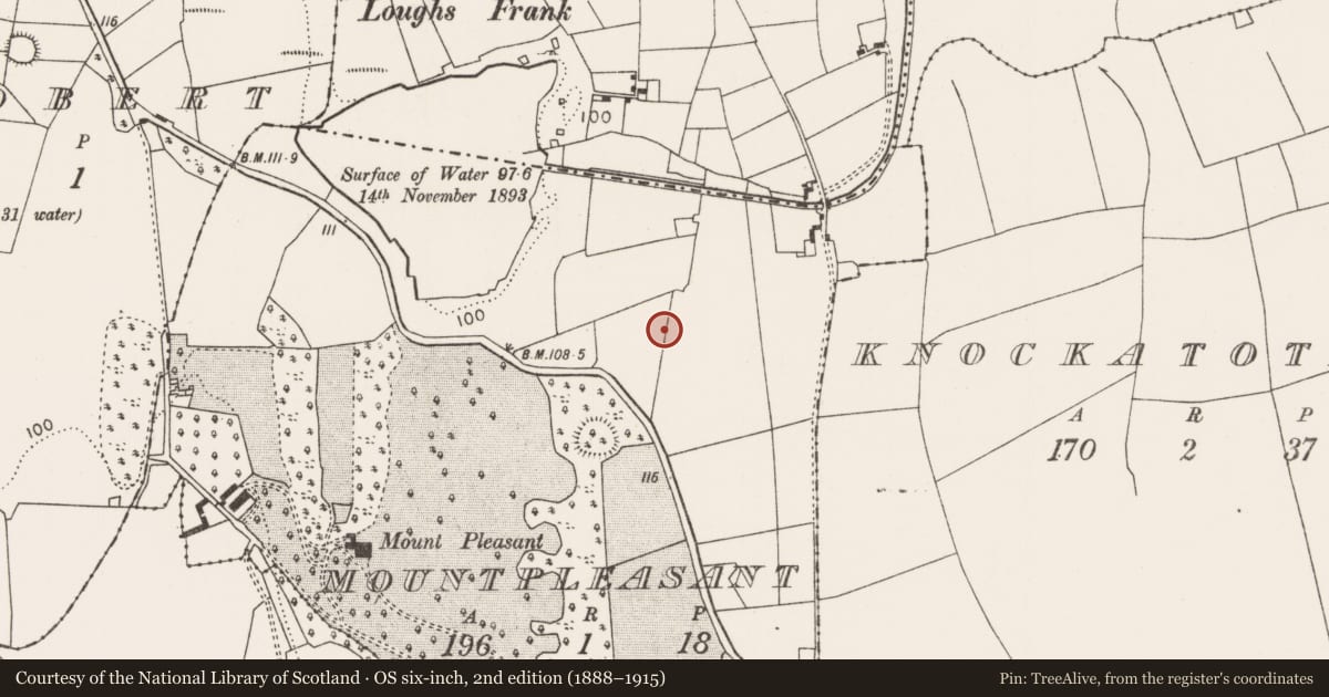 Ordnance Survey six-inch map, 2nd edition (1888–1915) covering the location of Cist, Mountpleasant, County Mayo, with a pin at the register's coordinates