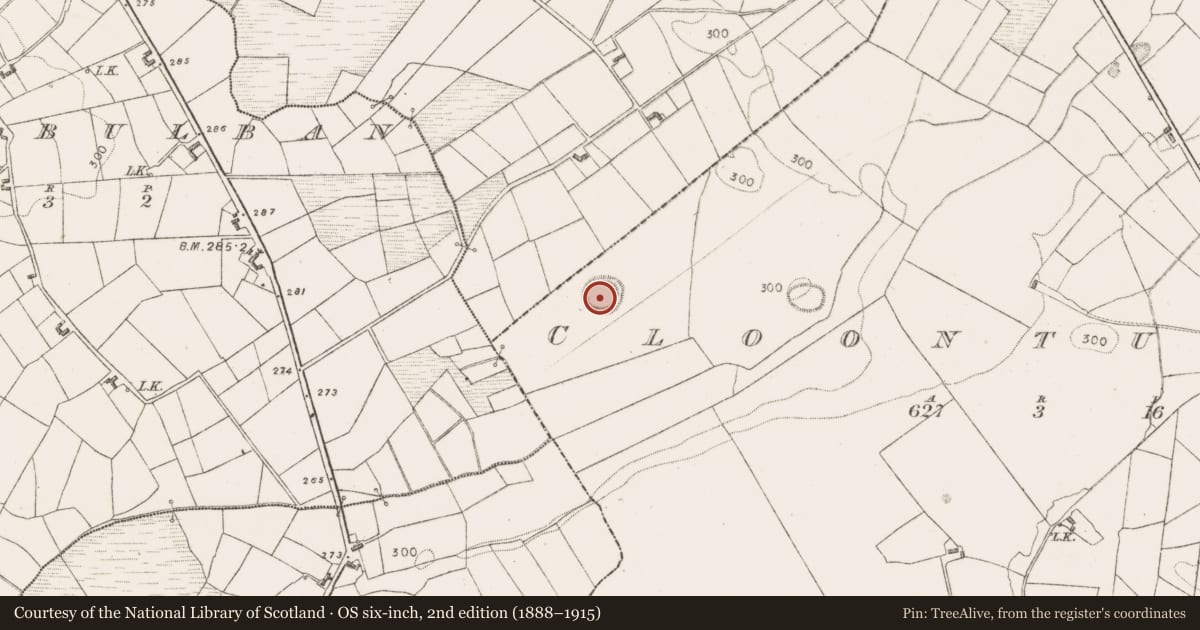 Ordnance Survey six-inch map, 2nd edition (1888–1915) covering the location of Ringfort - rath, Cloontumper, County Mayo, with a pin at the register's coordinates