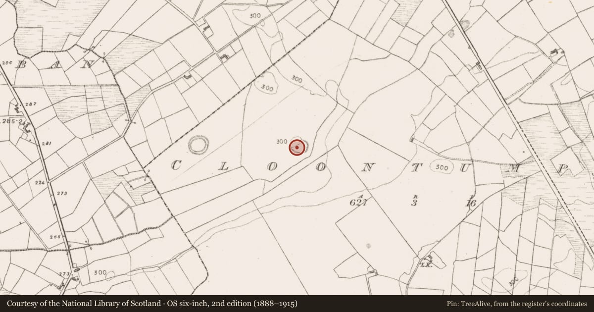 Ordnance Survey six-inch map, 2nd edition (1888–1915) covering the location of Ringfort - rath, Cloontumper, County Mayo, with a pin at the register's coordinates