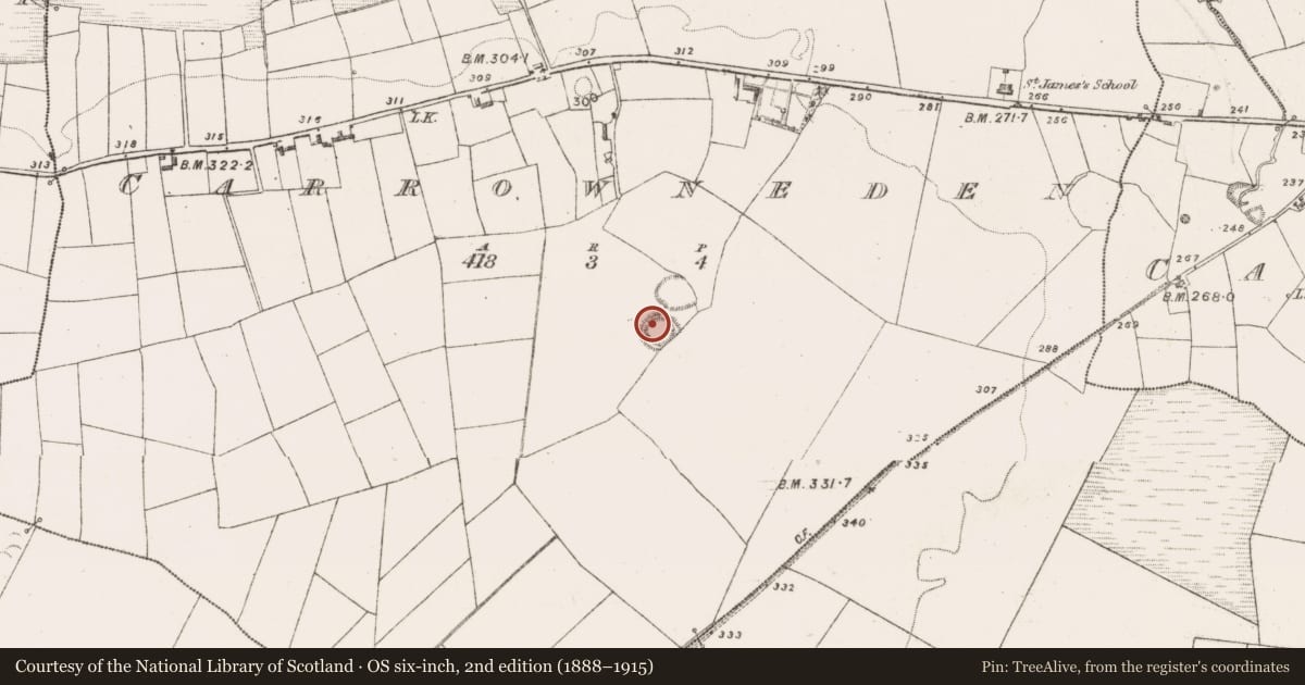 Ordnance Survey six-inch map, 2nd edition (1888–1915) covering the location of Enclosure, Carrowneden (Costello By., Annagh Par.), County Mayo, with a pin at the register's coordinates