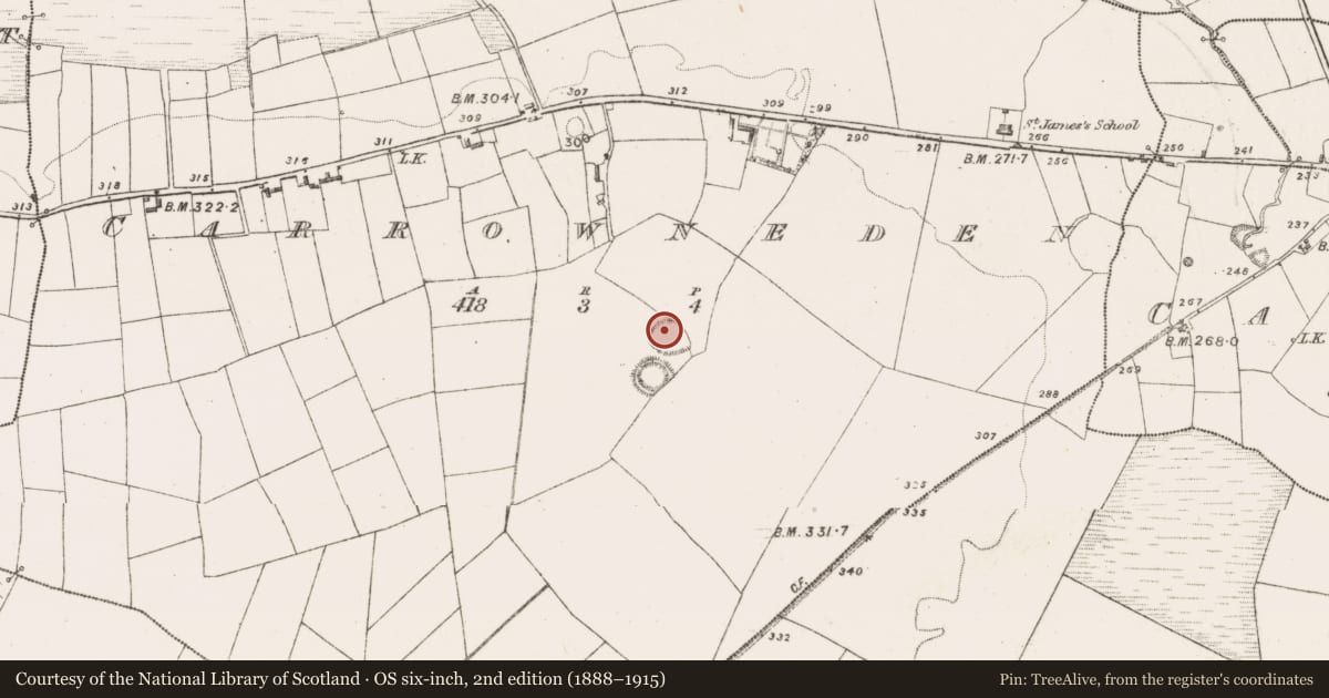 Ordnance Survey six-inch map, 2nd edition (1888–1915) covering the location of Enclosure, Carrowneden (Costello By., Annagh Par.), County Mayo, with a pin at the register's coordinates