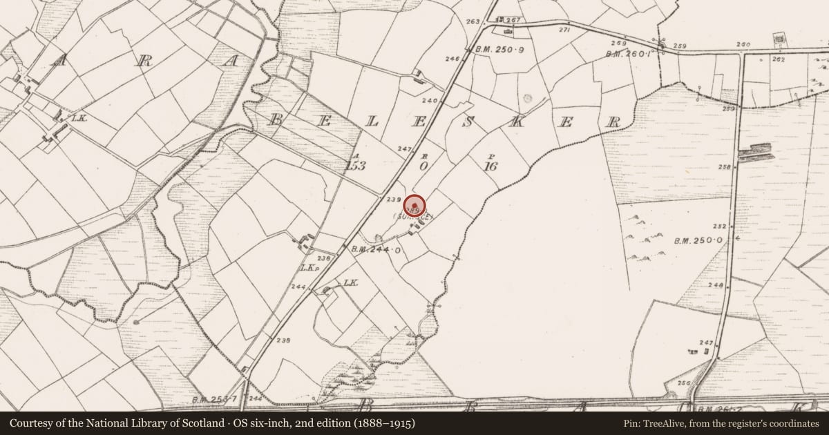 Ordnance Survey six-inch map, 2nd edition (1888–1915) covering the location of Mound, Belesker, County Mayo, with a pin at the register's coordinates